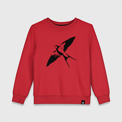 Свитшот хлопковый детский Ласточка парит трафарет, цвет: красный