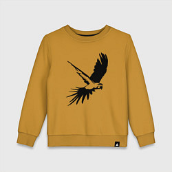 Свитшот хлопковый детский Попугай летит трафарет, цвет: горчичный