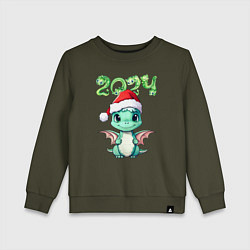 Свитшот хлопковый детский 2024 символ года милый дракончик, цвет: хаки