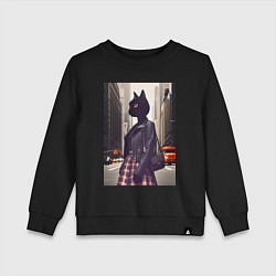 Детский свитшот Cat fashionista - New York - ai art