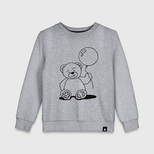 Детский свитшот Мишка с воздушным шариком - раскраска / Меланж – фото 1