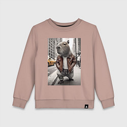 Детский свитшот Trendy capybara on the streets of New York