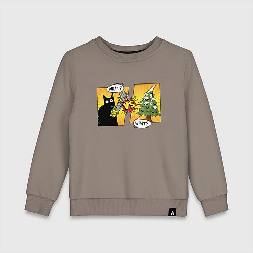 Детский свитшот Кот против елки / Утренний латте – фото 1