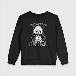 Свитшот хлопковый детский Panda volleyball, цвет: черный