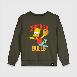 Свитшот хлопковый детский Чикаго Буллз Барт Симпсон, цвет: хаки