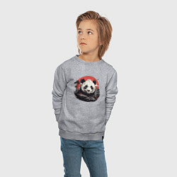Свитшот хлопковый детский Панда с красным солнцем, цвет: меланж — фото 2