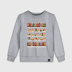 Свитшот хлопковый детский Капибара зимой на Новый год, цвет: меланж