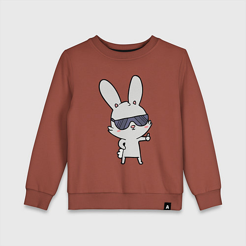 Детский свитшот Заяц в очках / Кирпичный – фото 1