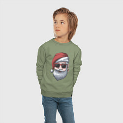 Свитшот хлопковый детский Хипстер Санта, цвет: авокадо — фото 2
