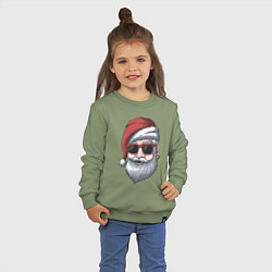Свитшот хлопковый детский Хипстер Санта, цвет: авокадо — фото 2