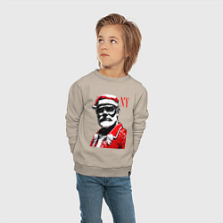 Свитшот хлопковый детский Cool Santa - portrait, цвет: миндальный — фото 2