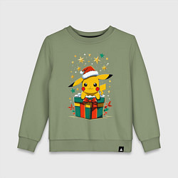 Свитшот хлопковый детский Новогодний пика-пика, цвет: авокадо