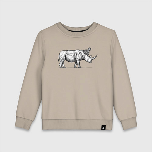 Детский свитшот Носорог стильный в профиль / Миндальный – фото 1