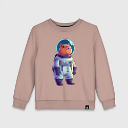 Свитшот хлопковый детский Капибара бравый космонавт, цвет: пыльно-розовый