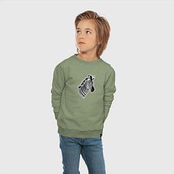 Свитшот хлопковый детский Портрет зебры в пол оборота, цвет: авокадо — фото 2