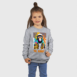 Свитшот хлопковый детский Чо каво - обезьяна граффитист в солнечных очках, цвет: меланж — фото 2
