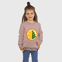 Свитшот хлопковый детский Елка мандарин праздник, цвет: пыльно-розовый — фото 2