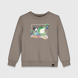 Свитшот хлопковый детский Маомао чиби и лягушка - Монолог фармацевта, цвет: утренний латте