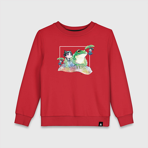 Детский свитшот Маомао чиби и лягушка - Монолог фармацевта / Красный – фото 1