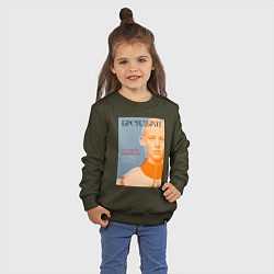 Свитшот хлопковый детский Обложка пацанского журнала моды, цвет: хаки — фото 2