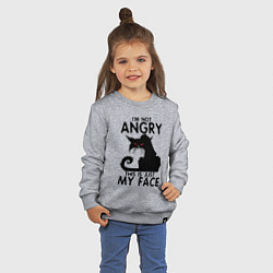 Свитшот хлопковый детский I am not angry cat, цвет: меланж — фото 2