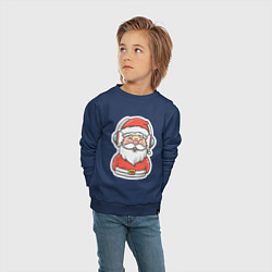 Свитшот хлопковый детский Дед Мороз в наушниках, цвет: тёмно-синий — фото 2