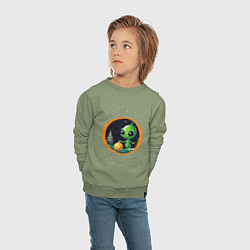 Свитшот хлопковый детский Зелёненький человечек, цвет: авокадо — фото 2
