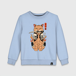 Детский свитшот Огненный кот якудза самурай
