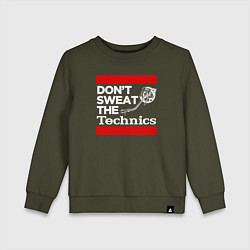 Свитшот хлопковый детский Dont sweat the Technics, цвет: хаки