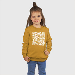 Свитшот хлопковый детский Qr код на песню Never Gonna Give You Up, цвет: горчичный — фото 2