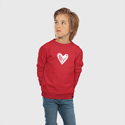 Свитшот хлопковый детский Рисованное белое сердце парное, цвет: красный — фото 2