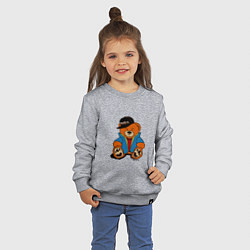 Свитшот хлопковый детский Мишка Марат в куртке, цвет: меланж — фото 2