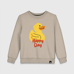 Свитшот хлопковый детский Жёлтая резиновая уточка - счастливый день, цвет: миндальный