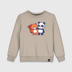 Свитшот хлопковый детский Милые панды, цвет: миндальный