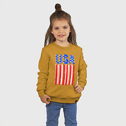 Свитшот хлопковый детский America flag, цвет: горчичный — фото 2