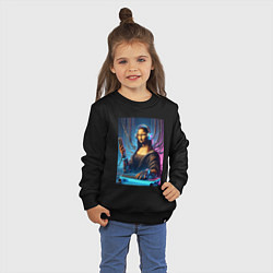 Свитшот хлопковый детский Mona Lisa cyberpunk - fantasy, цвет: черный — фото 2