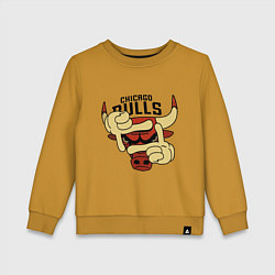 Свитшот хлопковый детский Bulls logo with hands, цвет: горчичный