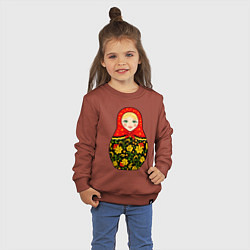 Свитшот хлопковый детский Матрёшка в хохломской росписи, цвет: кирпичный — фото 2