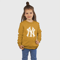 Свитшот хлопковый детский New York yankees - baseball logo, цвет: горчичный — фото 2