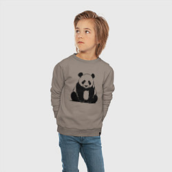 Свитшот хлопковый детский Грустная панда сидит, цвет: утренний латте — фото 2