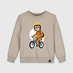 Свитшот хлопковый детский Обезьяна на велосипеде, цвет: миндальный