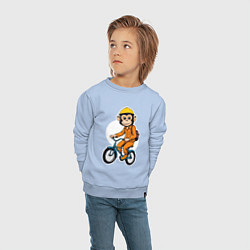 Свитшот хлопковый детский Обезьяна на велосипеде, цвет: мягкое небо — фото 2
