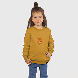 Свитшот хлопковый детский Игрушечный мишка в желтом свитере и сердце, цвет: горчичный — фото 2