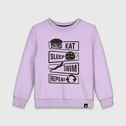 Свитшот хлопковый детский Есть спать плавать, цвет: лаванда