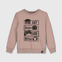 Свитшот хлопковый детский Есть спать играть, цвет: пыльно-розовый