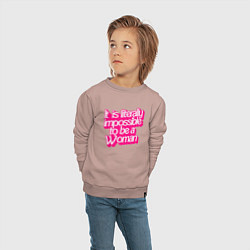 Свитшот хлопковый детский Буквально невозможно быть женщиной, цвет: пыльно-розовый — фото 2