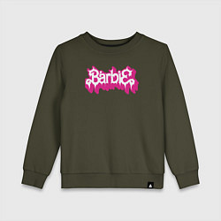Свитшот хлопковый детский Barbie pink, цвет: хаки