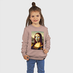 Свитшот хлопковый детский Mona Lisa in a mask - steampunk, цвет: пыльно-розовый — фото 2