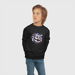 Свитшот хлопковый детский Ленивцы в космосе, цвет: черный — фото 2