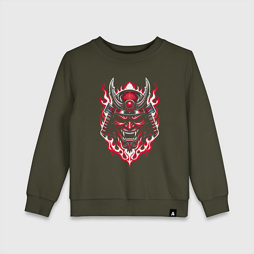 Детский свитшот Samurai mask demon / Хаки – фото 1